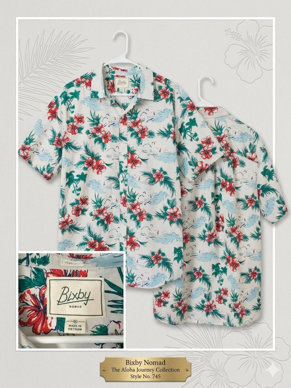 Bixby Nomad Men’s White Hawaiian Floral Short-Sleeve Shirt